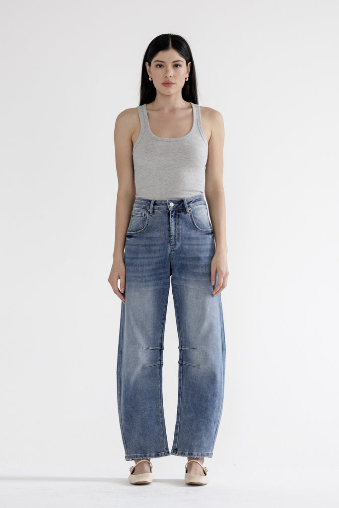 Mica Sloane High Rise Barrel Jeans