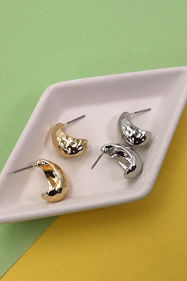 Mini Huggie Hammered Earrings *Final Sale*
