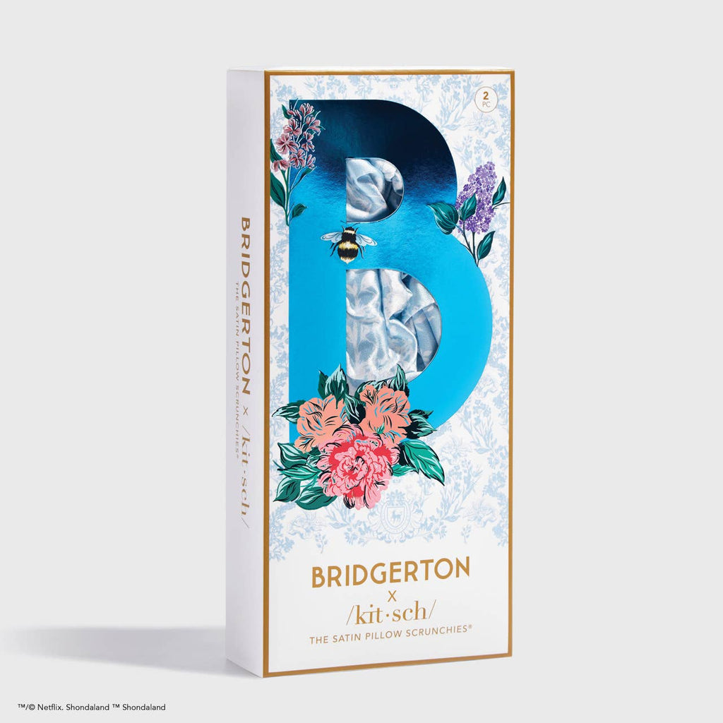 Kitsch x Bridgerton Satin Pillow Scrunchies / Toile De Blue *Final Sale*