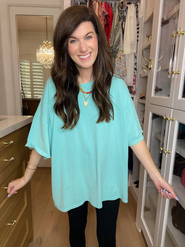 Endless Ease Oversized Tee in Turquoise