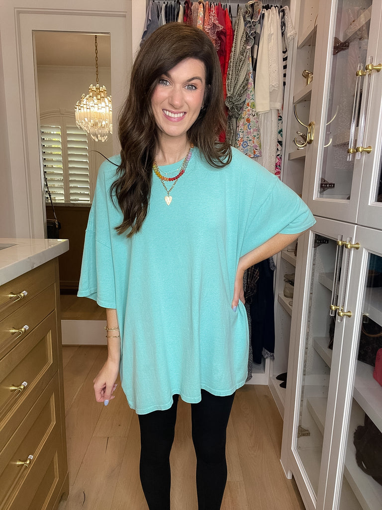 Endless Ease Oversized Tee in Turquoise
