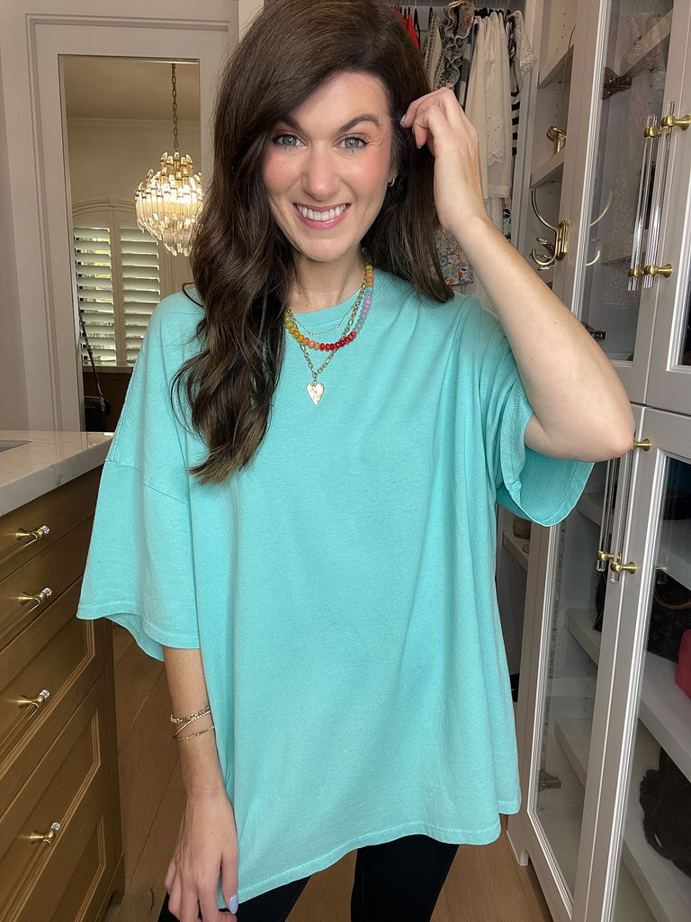 Endless Ease Oversized Tee in Turquoise