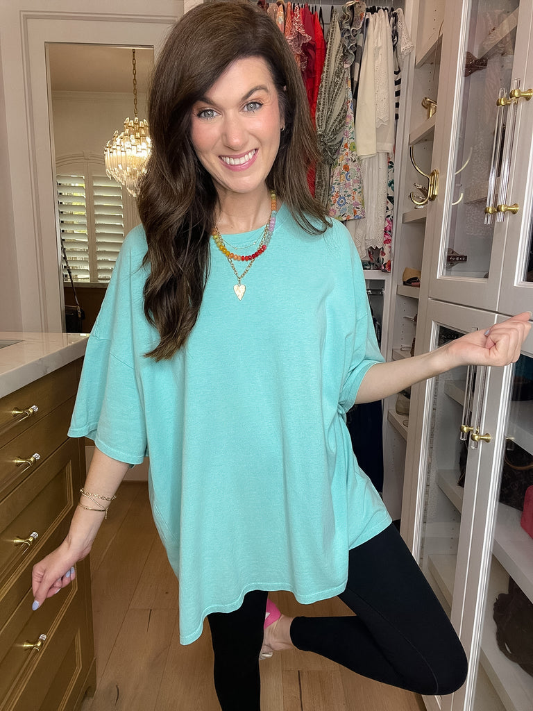Endless Ease Oversized Tee in Turquoise
