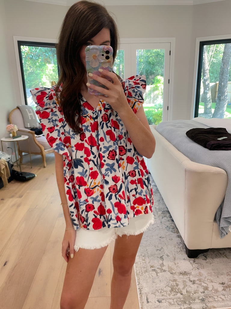 Victory Garden Pleated Top