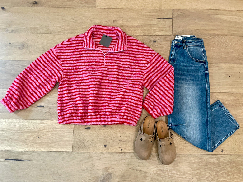 Sweetheart Stripe Fleece Pullover
