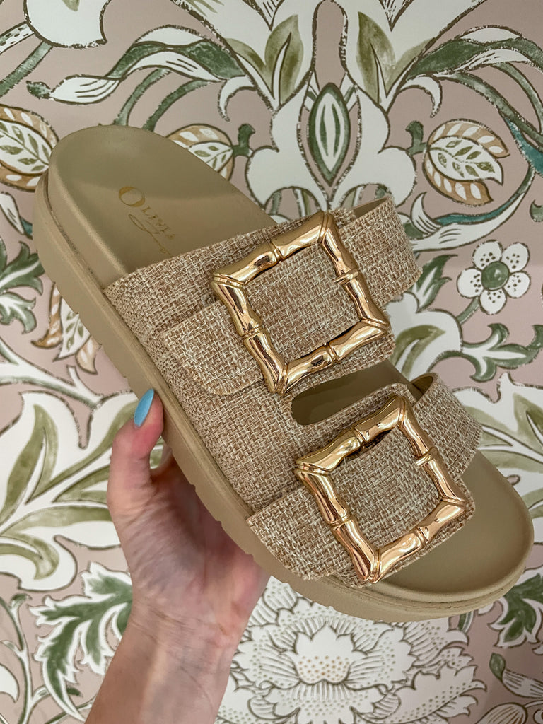 Saki Platform Sandals in Raffia