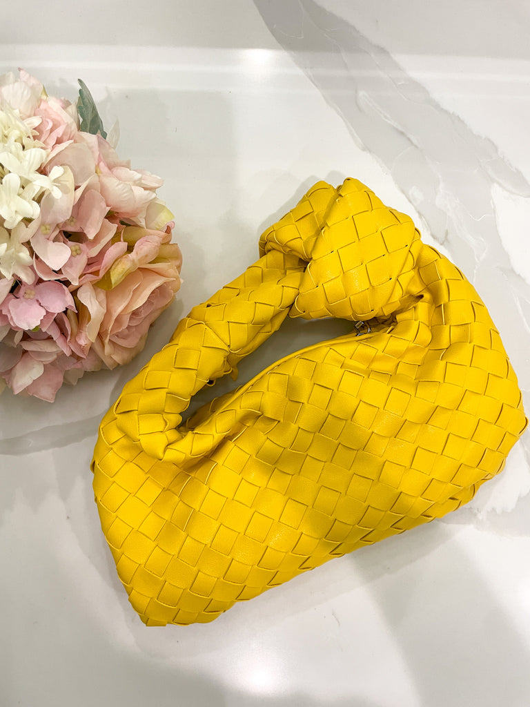 Braided Top Knot Clutch Bag in Yellow *Final Sale*