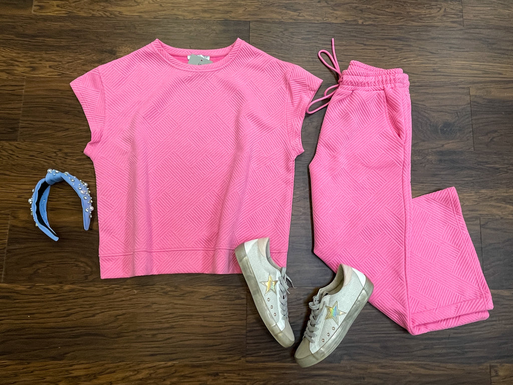 Call My Jet Textured Top in Bubble Gum