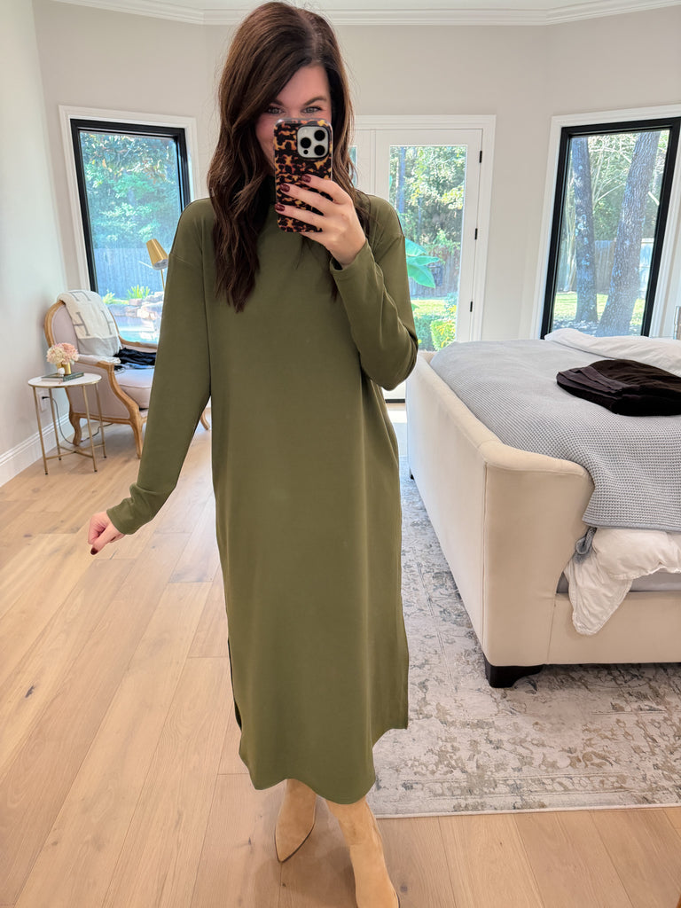 Everyday Ease Midi Dress in Olive
