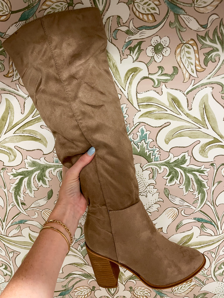 Nicole Knee High Boots in Taupe