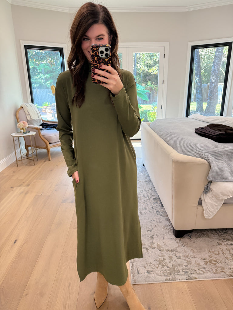 Everyday Ease Midi Dress in Olive