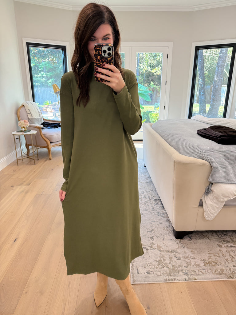 Everyday Ease Midi Dress in Olive