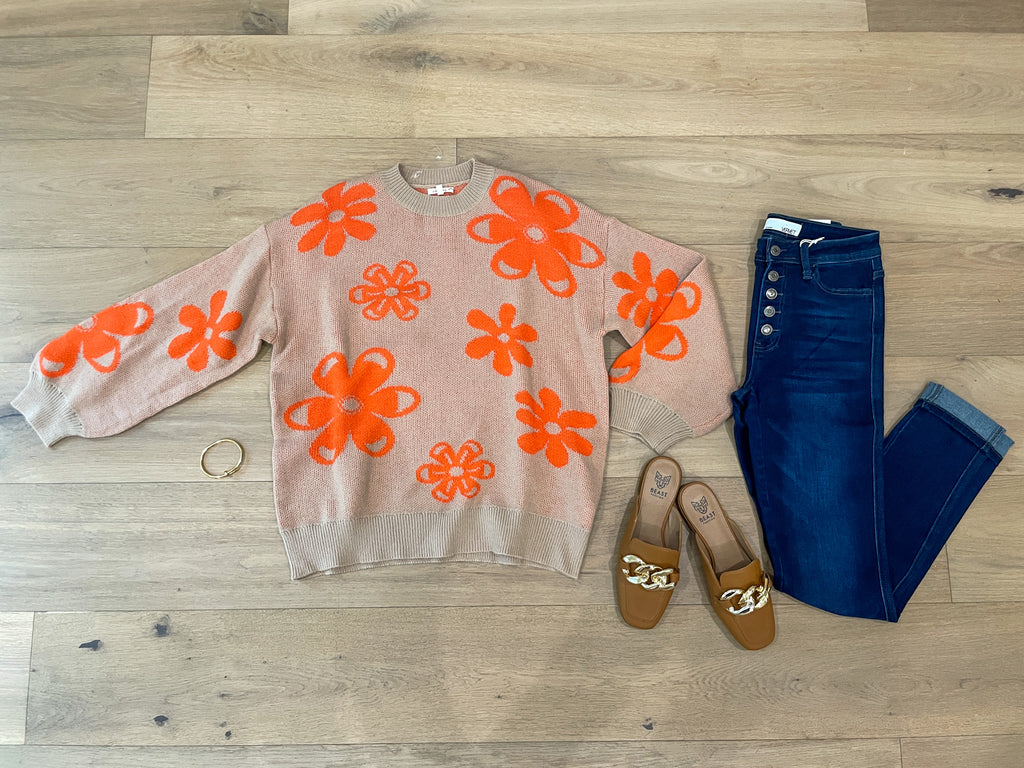 Crisp Fall Floral Sweater