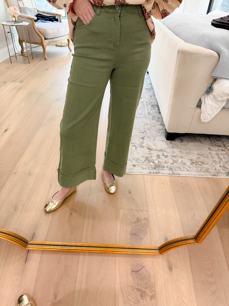 Camden Cuffed Jeans in Olive