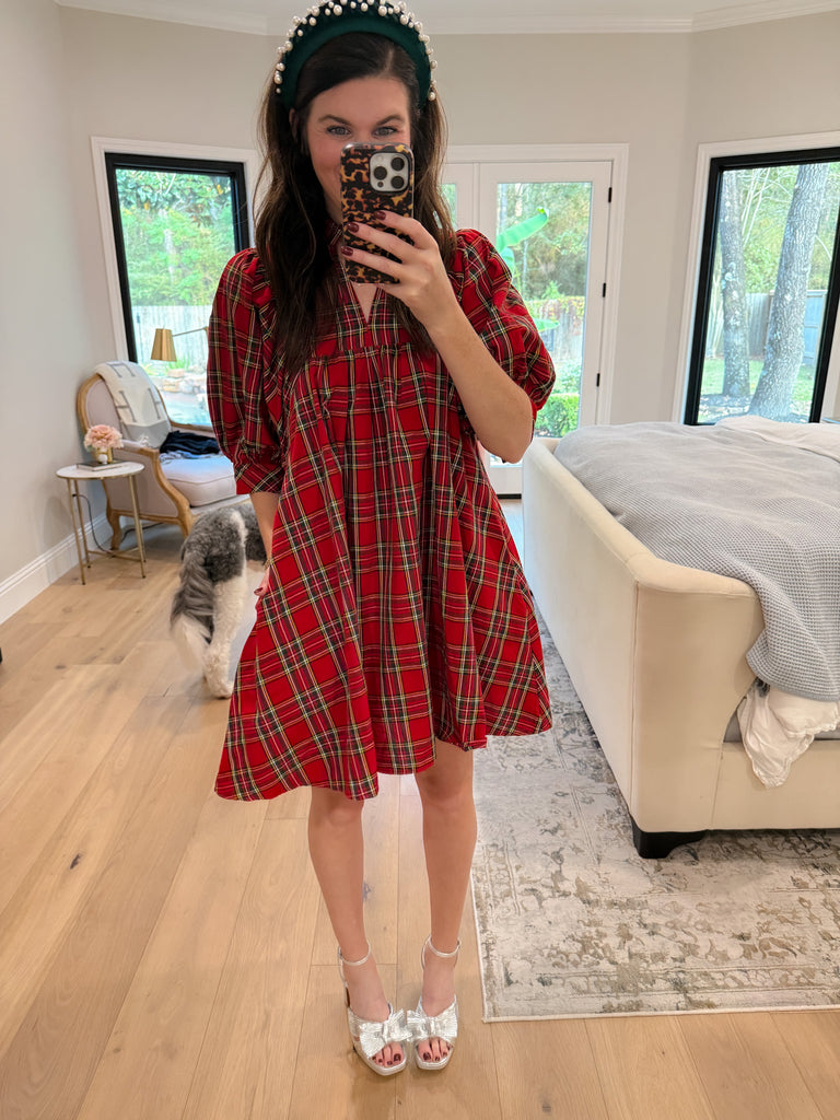 Holiday Happiness Dress in Red