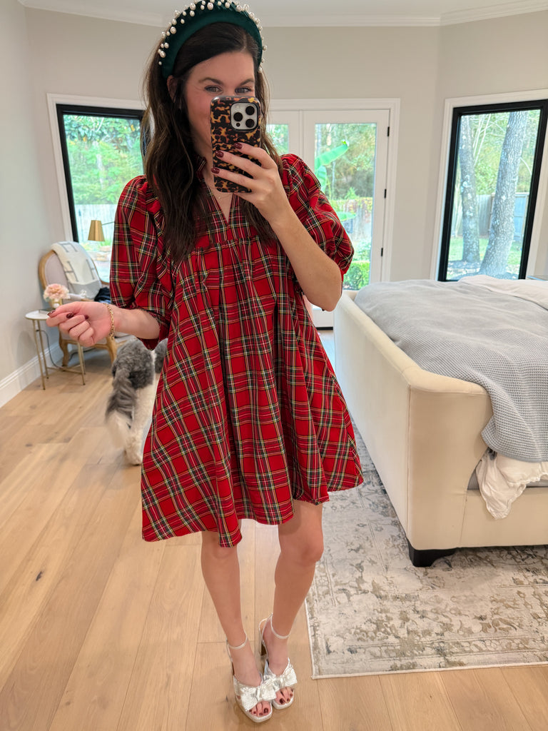 Holiday Happiness Dress in Red