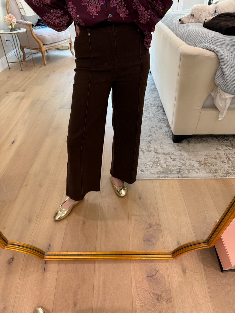 Thea Pintuck Pants in Brown