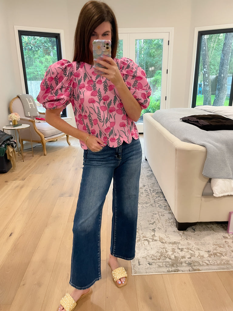 Poppy Crush Puff Sleeve Top