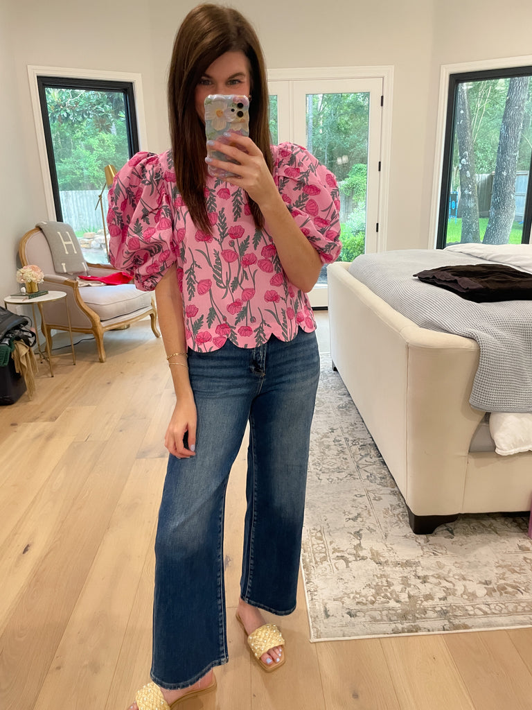 Poppy Crush Puff Sleeve Top