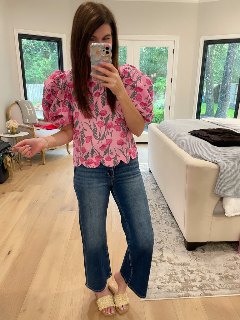 Poppy Crush Puff Sleeve Top