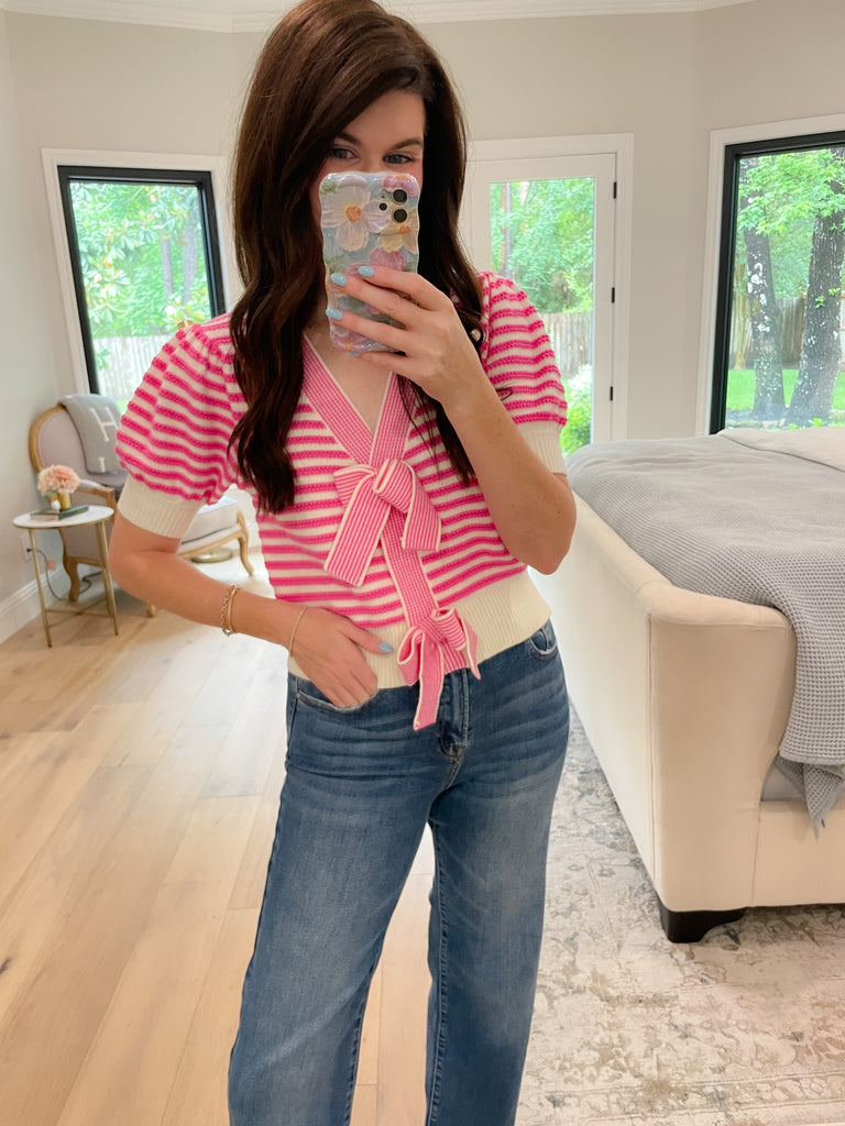 Twice as Lovely Button Sweater in Pink