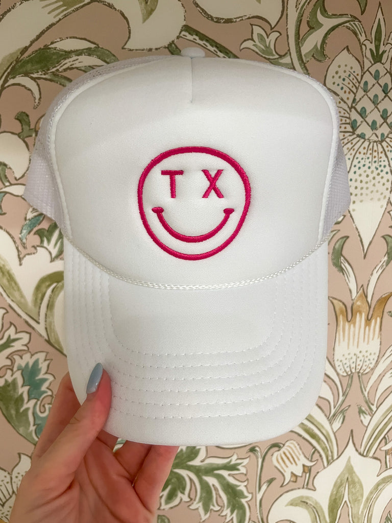TX Happy State Trucker Hat in Hot Pink *Final Sale*