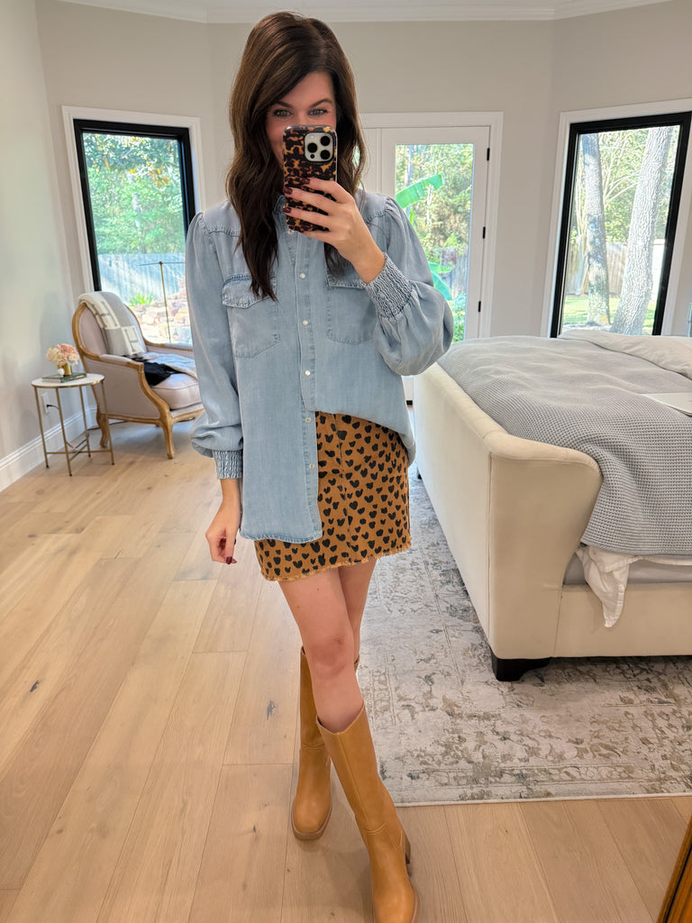 Always Grateful Denim Button Down