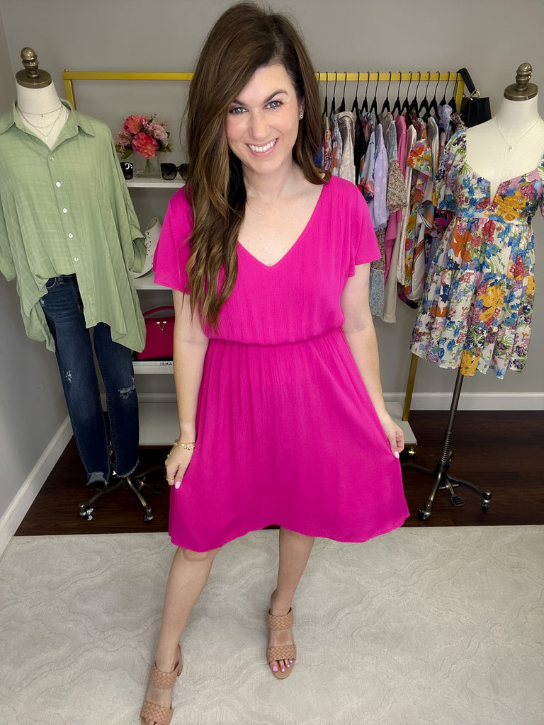 *BELLES & DOORBUSTER* Shea Midi Dress in Hot Pink *Final Sale*