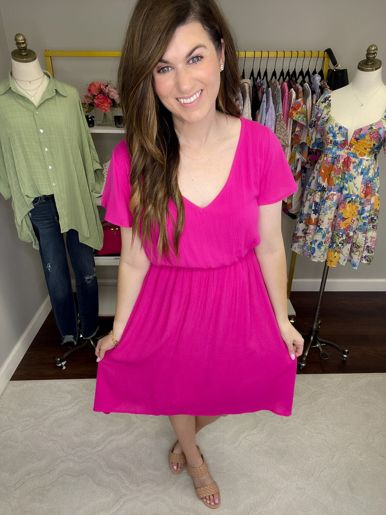 *BELLES & DOORBUSTER* Shea Midi Dress in Hot Pink *Final Sale*