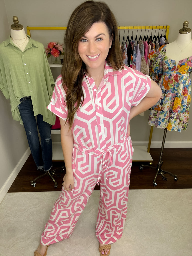 SALE! Basic Geometry Jumpsuit in Pink *Final Sale*