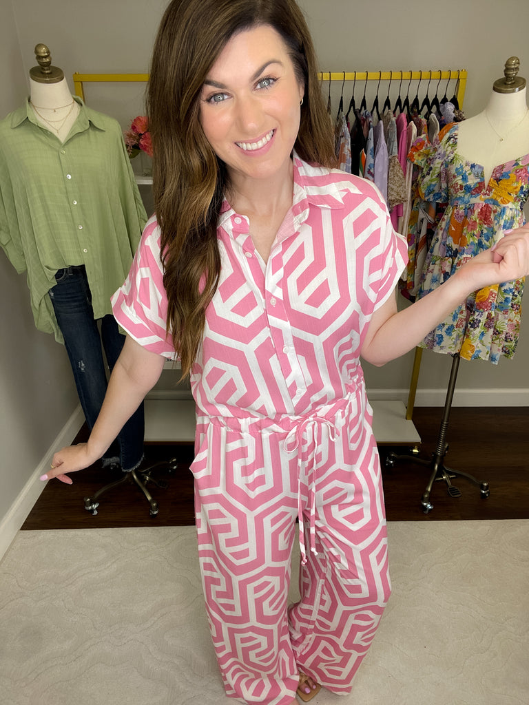 SALE! Basic Geometry Jumpsuit in Pink *Final Sale*