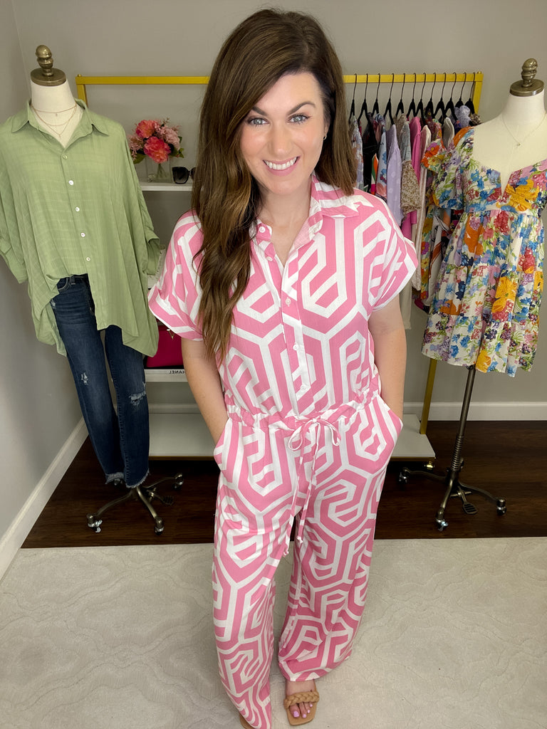SALE! Basic Geometry Jumpsuit in Pink *Final Sale*