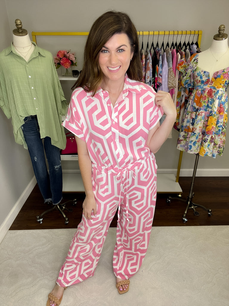 SALE! Basic Geometry Jumpsuit in Pink *Final Sale*