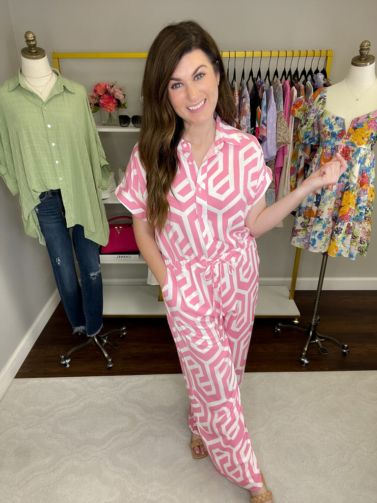 SALE! Basic Geometry Jumpsuit in Pink *Final Sale*