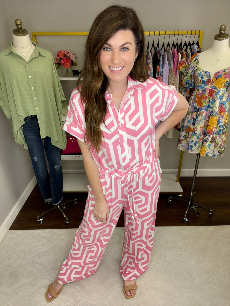 SALE! Basic Geometry Jumpsuit in Pink *Final Sale*