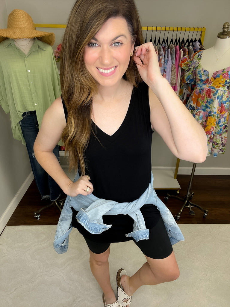 SALE! *BELLES & DOORBUSTER* Best Basic V-Neck Tanks in Black and Heather Gray *Final Sale*