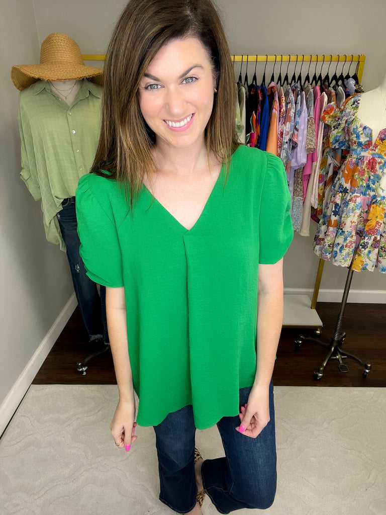 Straight to Business Top in Kelly and Hot Pink