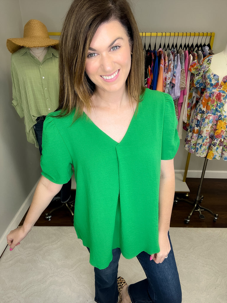 Straight to Business Top in Kelly and Hot Pink