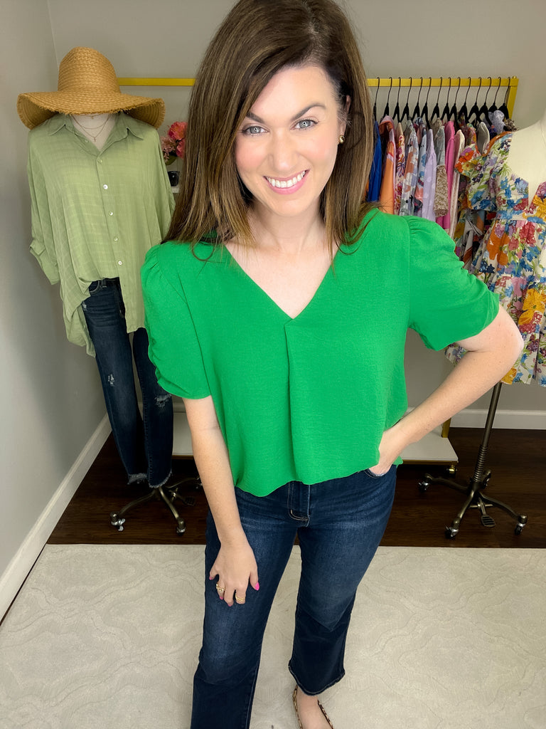 Straight to Business Top in Kelly and Hot Pink