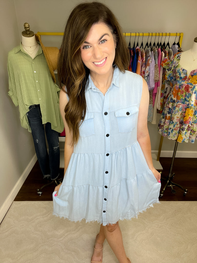SALE! No Pressure Dress in Denim *Final Sale*
