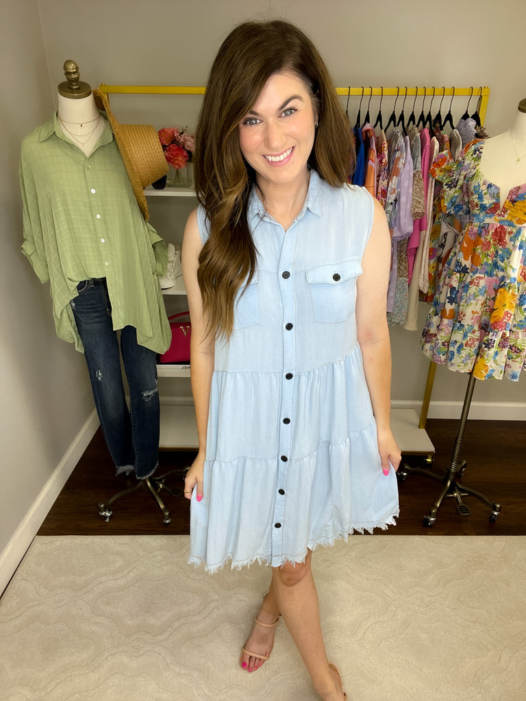SALE! No Pressure Dress in Denim *Final Sale*