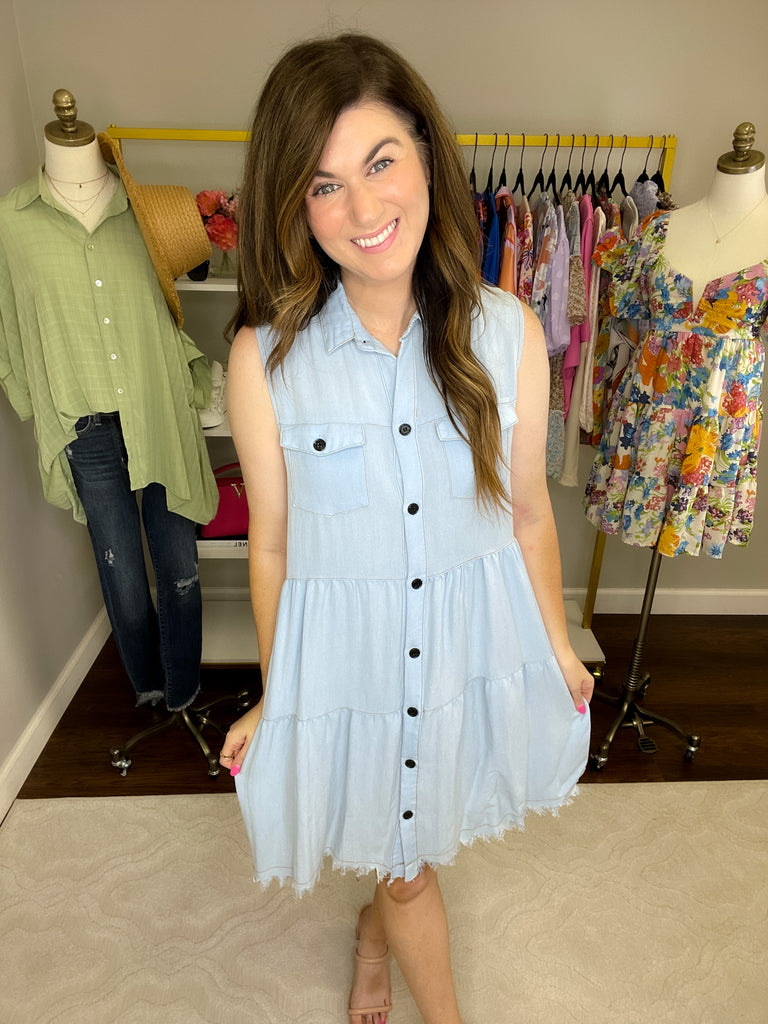 SALE! No Pressure Dress in Denim *Final Sale*