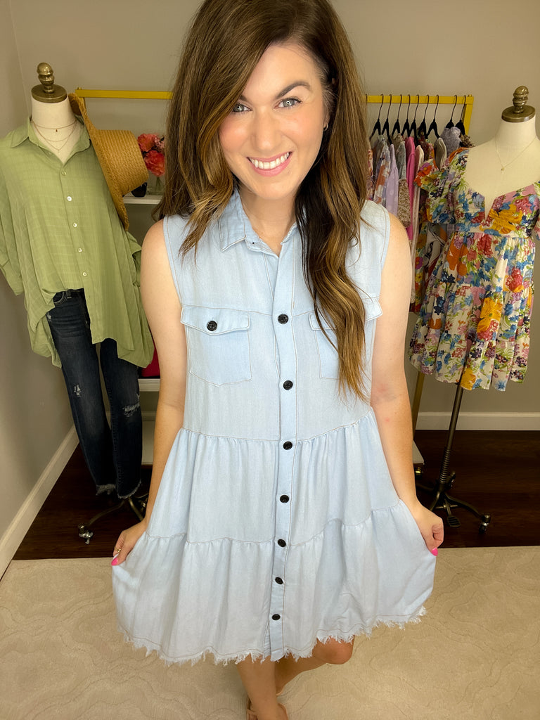 SALE! No Pressure Dress in Denim *Final Sale*