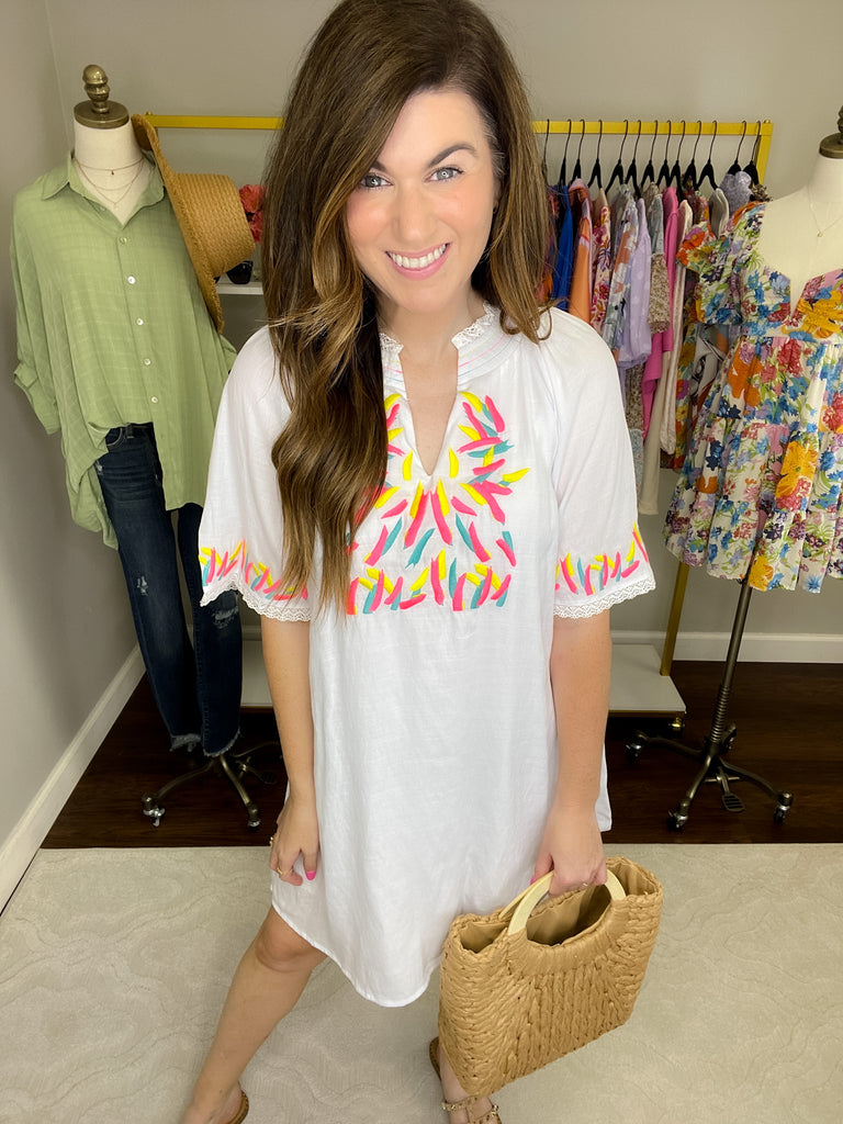 Heading to the Beach Dress in White