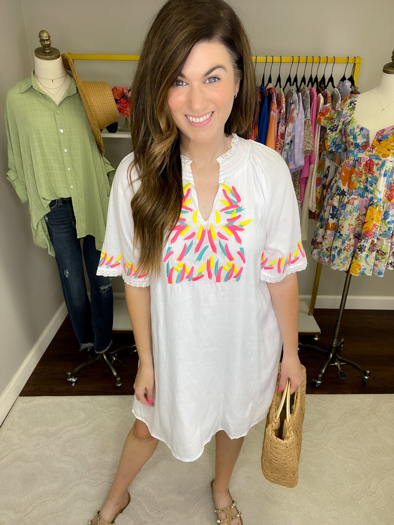 Heading to the Beach Dress in White