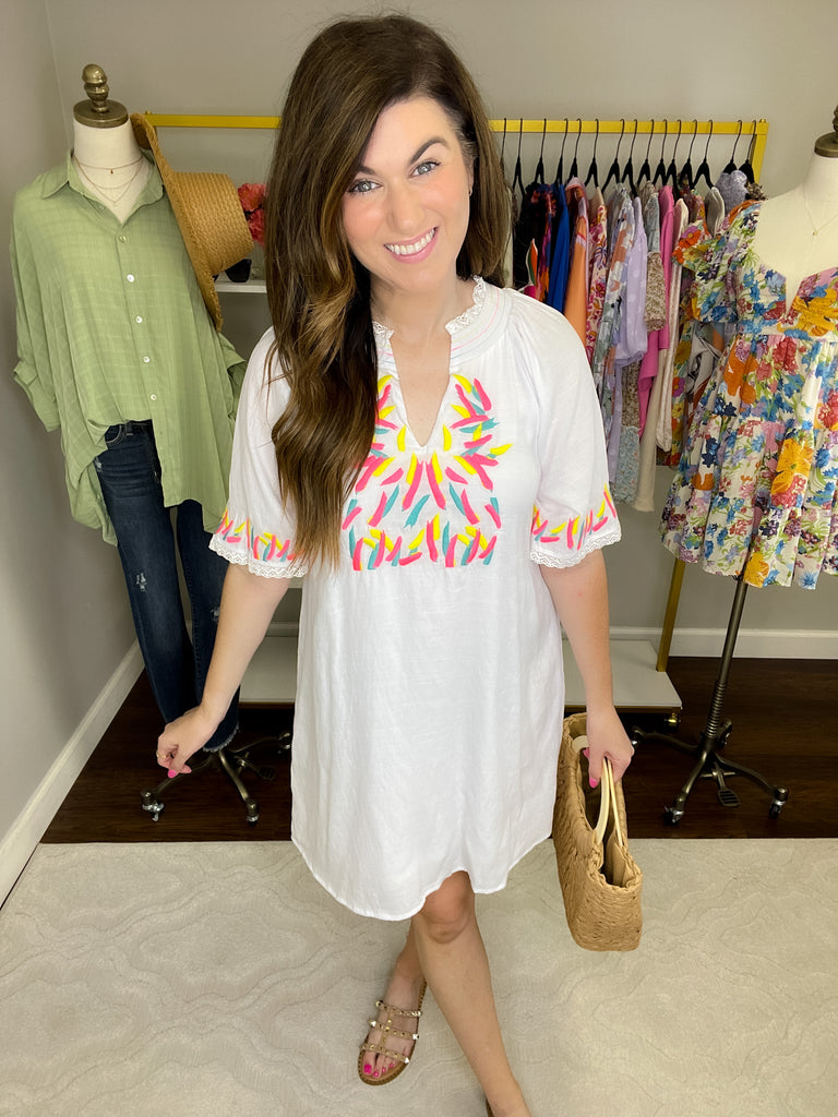 Heading to the Beach Dress in White