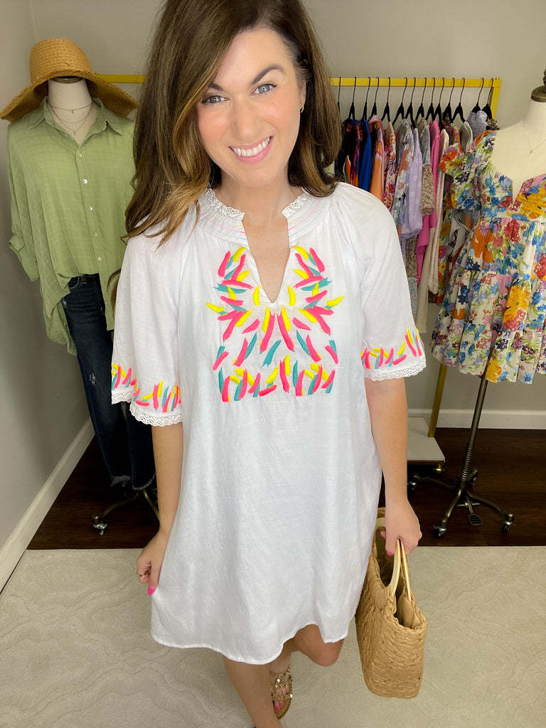 Heading to the Beach Dress in White