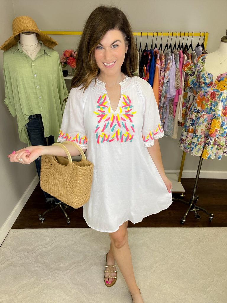 Heading to the Beach Dress in White