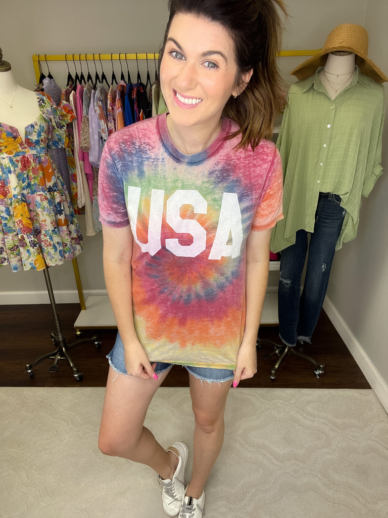 *BELLES & DOORBUSTER* USA Tie Dye Tee *Final Sale*