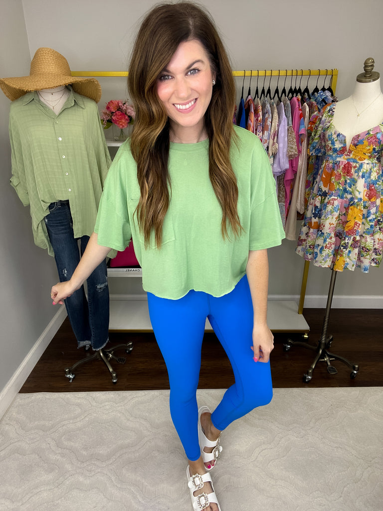 SALE! Mono B Laid Back Cropped Tee in Lime *Final Sale*